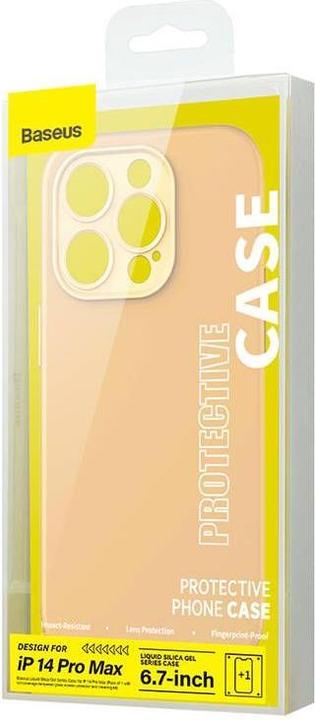 Actual product image Baseus Liquid Silica Gel Case for iPhone 14 Pro Max (Sunglow)+ tempered glass + cleaning kit (Apple iPhone 14 Pro Max)