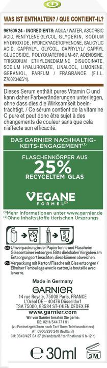 Nährwerte und Zutaten Garnier Bright Complete (30 ml)
