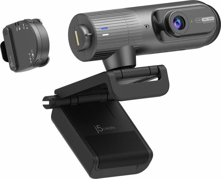 Actual product image j5Create JVU300 2K AI-Powered Webcam with Wireless Microphone and Auto-Focus, Black, 5 MP, 2560 x 14 (5 Mpx)