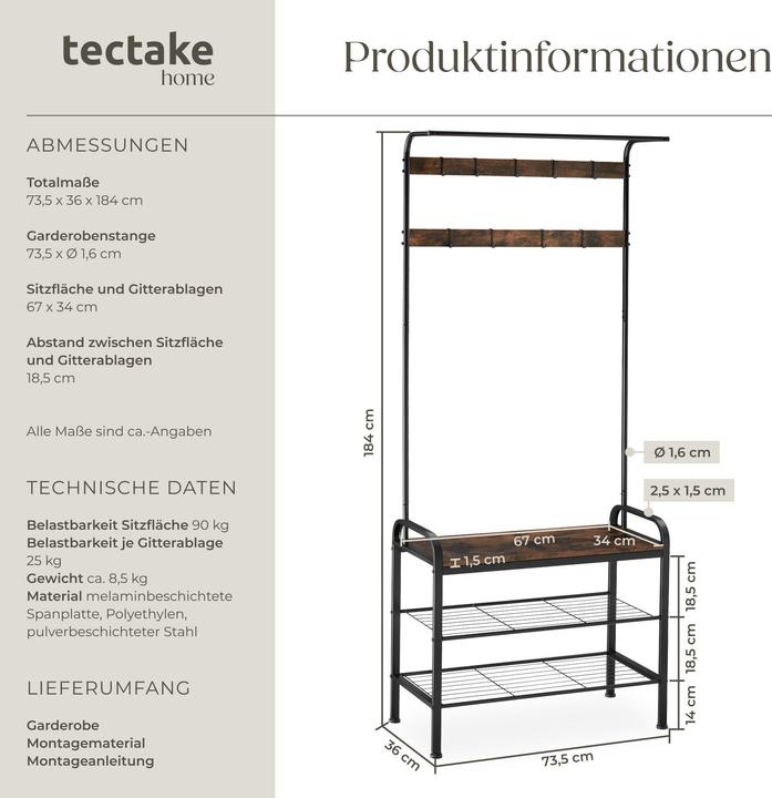 Produktbild tectake Garderobe