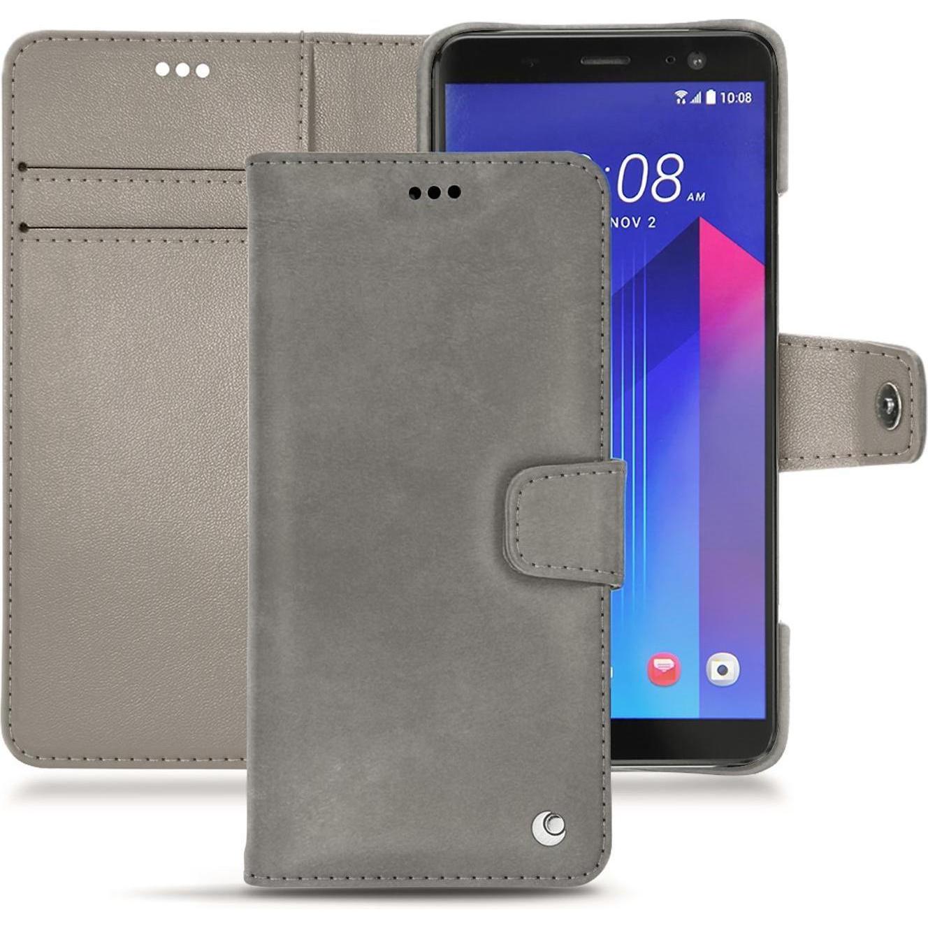 Thumbnail - Noreve Lederschutzhülle Wallet (HTC U11+), Smartphone Hülle, Grau