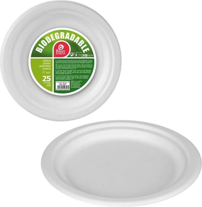 Produktbild Best Products Green Geschirr-Set Zuckerrohr Ø 17 cm Biologisch abbaubar Einwegartikel 25 Stück (25 x)