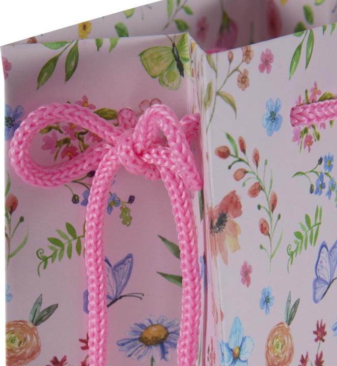 Produktbild Idena Flaschentasche Blumen Kraftpapier 140g/m² rosa 12,5x35x9cm