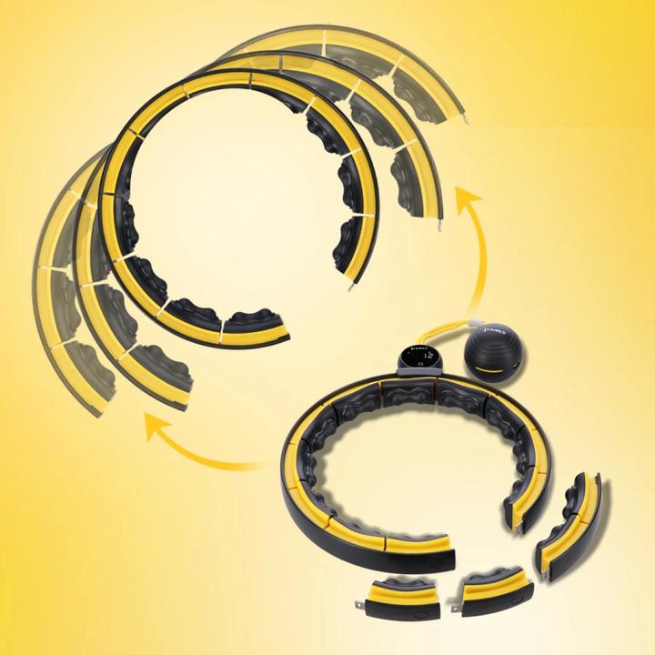 Produktbild HMS Hhm21 Hula Hoop Schwarz/Gelb Mit Magneten Tpe Stollen Und Gewicht + Zähler (100 cm, 1500 g)