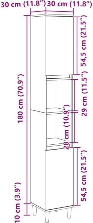Actual product image VidaXL Badschrank (30 x 30 x 190 cm)