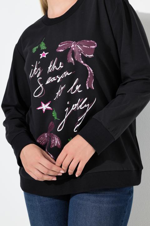 Produktbild Ulla Popken Weihnachts-Sweatshirt, Schleifen, Rundhals, Langarm (54)
