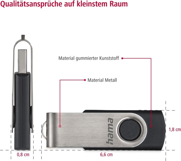 Immagine prodotto Hama FlashPen ruotare (8 GB, USB-A, USB 2.0)