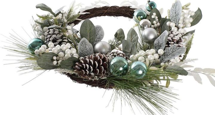 Produktbild DKD Home Decor Weihnachtskranz Blau Weiss Braun PVC 60 x 60 x 12 cm