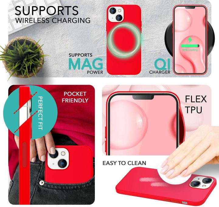 Produktbild Nalia Liquid Silikon Hülle mit MagSafe Funktion & 2x Display Schutzglas (Apple iPhone 14)