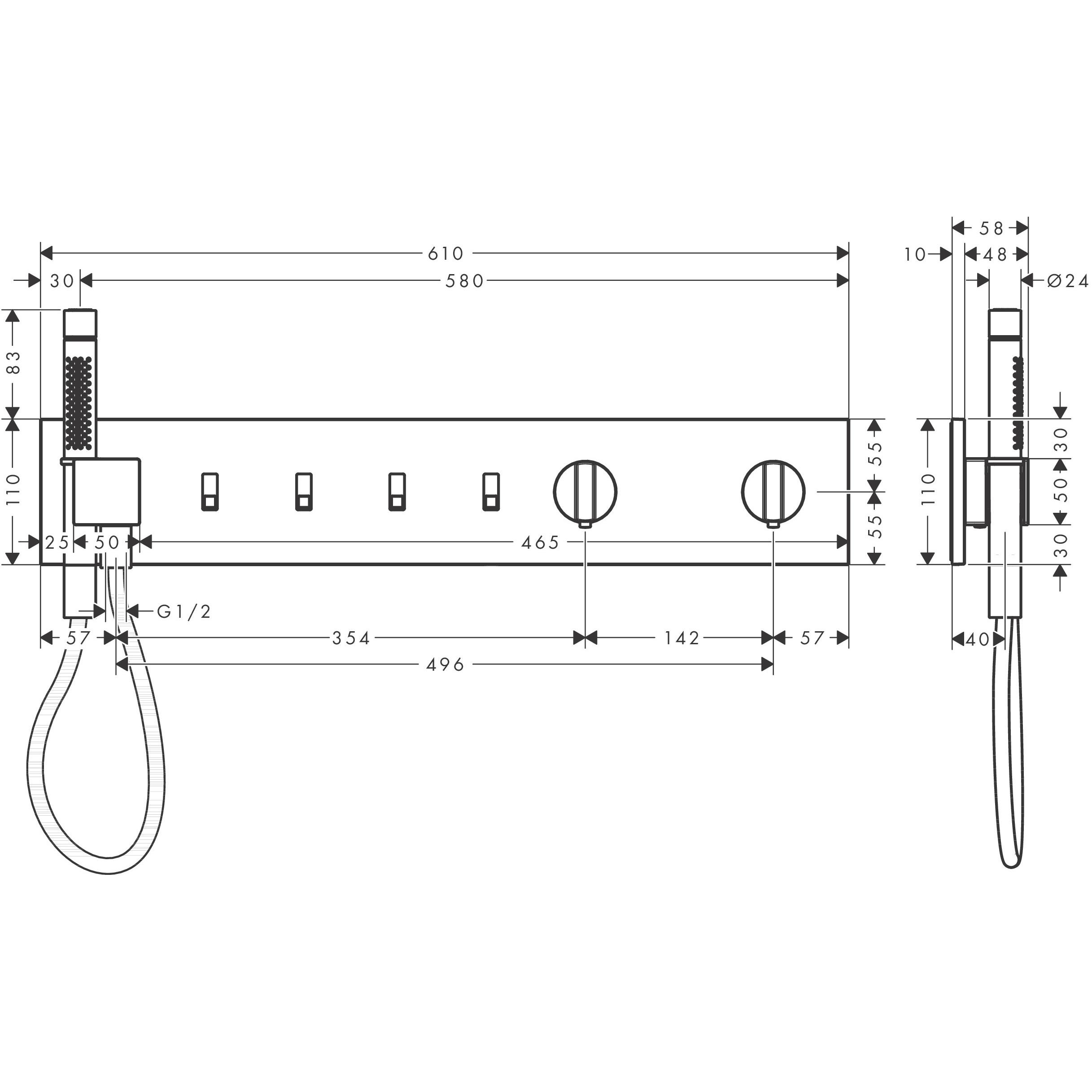 Thumbnail - hansgrohe, Badarmatur, AXOR ShowerComposition Thermostatmodul Select, 4 Verbraucher, 610/110, 12573