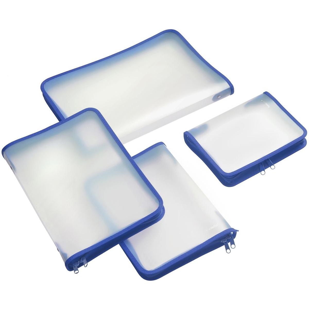 Foldersys, Mappe, Reissverschlusstasche B4 PP farblos transluzent Zip blau (B4, 1 x)
