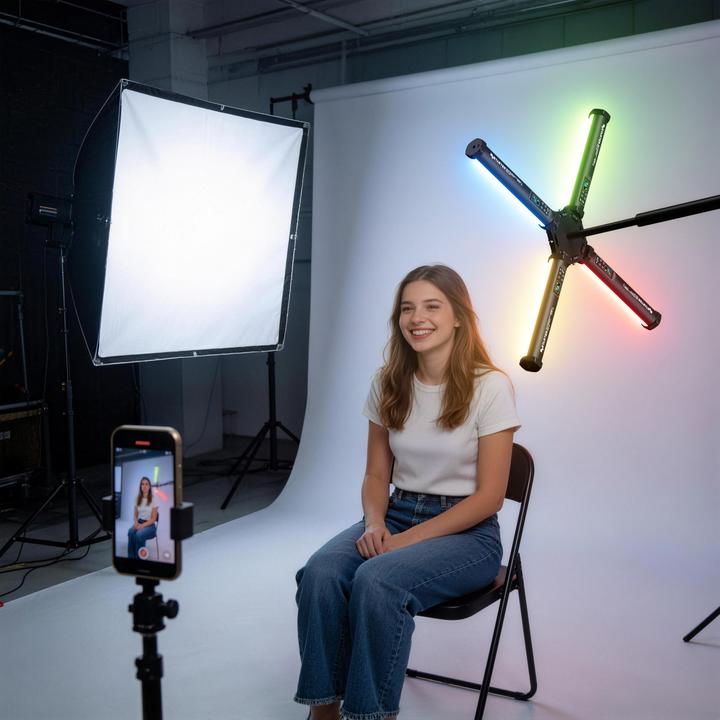 Produktbild Wiltec Spectar RGB LED Stab + Halterung 4er Set Studiolicht Multi Tube Holder