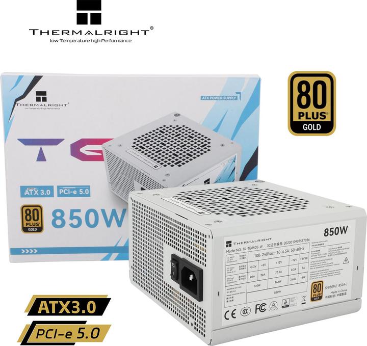 Immagine prodotto Thermalright TG S (Non-Modular) Bianco con illuminazione LED RGB - Alimentatori - 850 Watt - 120 mm - (850 W)