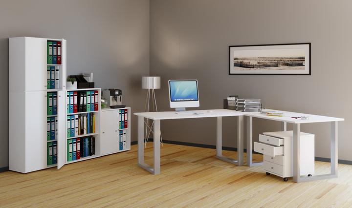 Produktbild VCM Eckschreibtisch Lona Tiefe 50 cm U Alu Silber (160 x 50 cm)