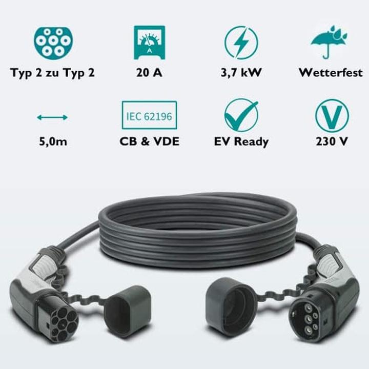 Image du produit Phoenix Contact Câble de recharge type 2 20A (Type 2, 5 kW, 20 A, 5 m)