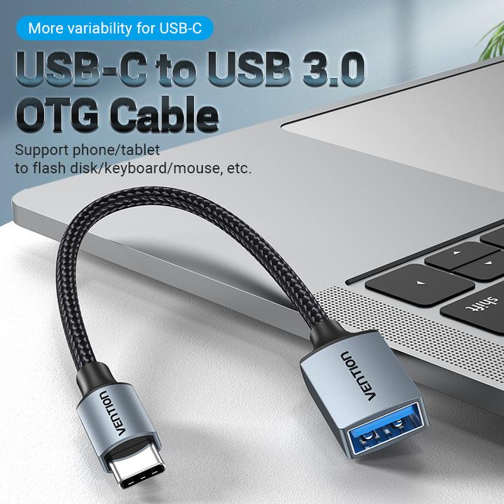 Actual product image Vention USB 3.0 Male to USB Female OTG Cable 0.15m CCXHB (grey) (0.15 m, USB 3.0, USB 3.2 Gen 1)