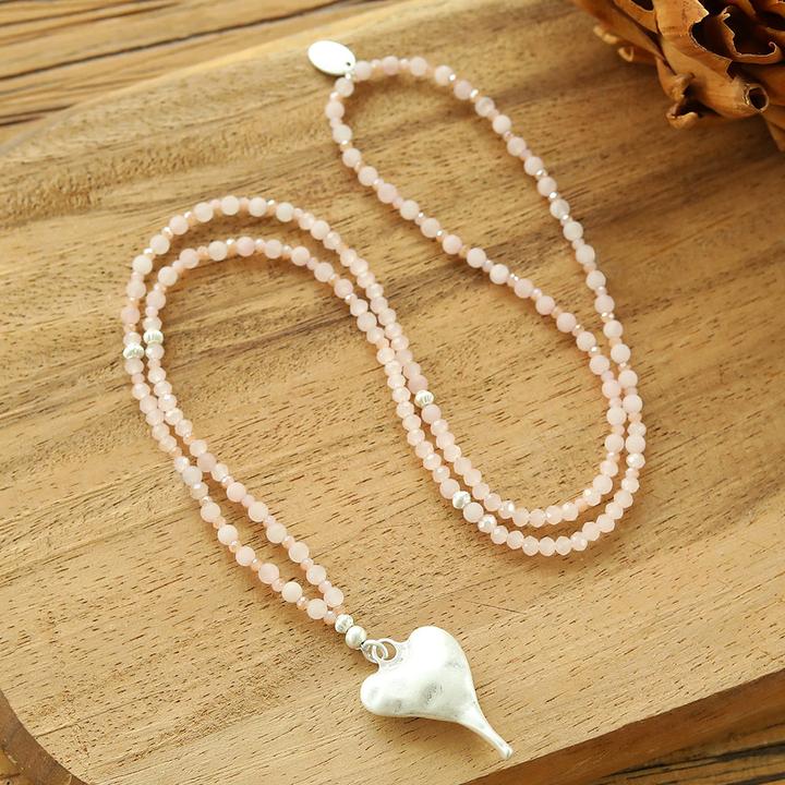 Produktbild Andreani Halskette mit kleinem Herzanhänger aus echtem Rosenquarz