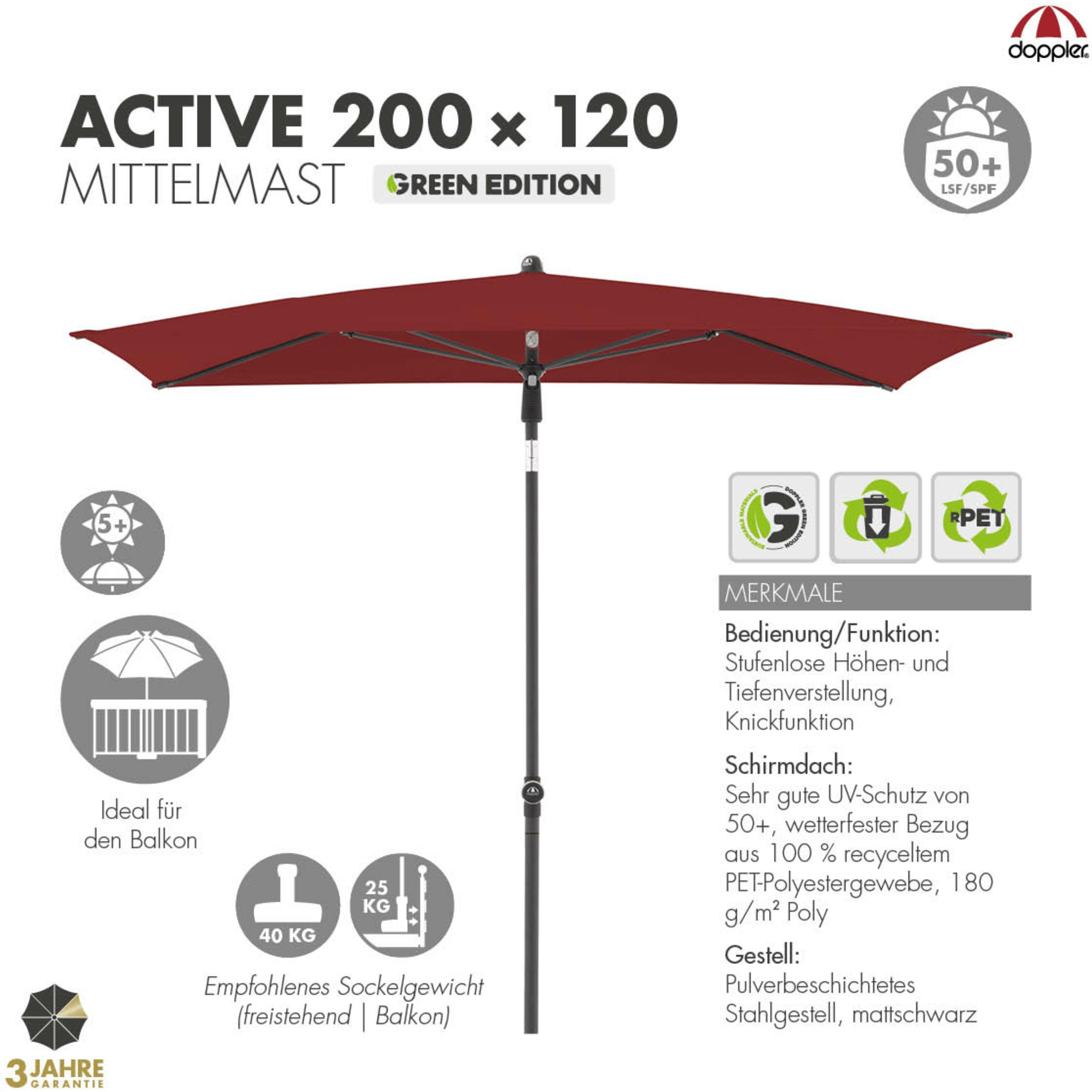Thumbnail - Doppler, Sonnenschirm, Active Green Edition (1.20 m)