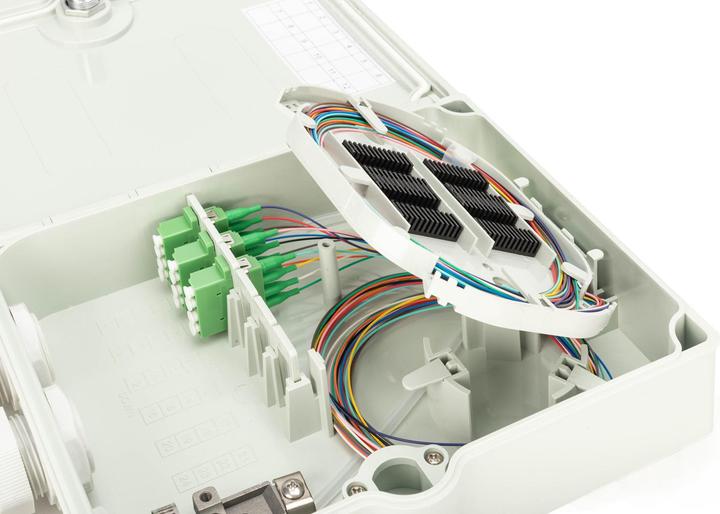 Produktbild Digitus FTTH-Verteilerbox, Singlemode, LC-APC Vorkonfektionierte Kupplungen, Pigtails