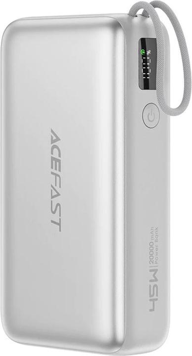 Acefast - Power Bank (M34) - with Telescopic Cable, Type-C, Fast Charge, PD45W, 20000mAh - Silver (20000 mAh, 45 W)