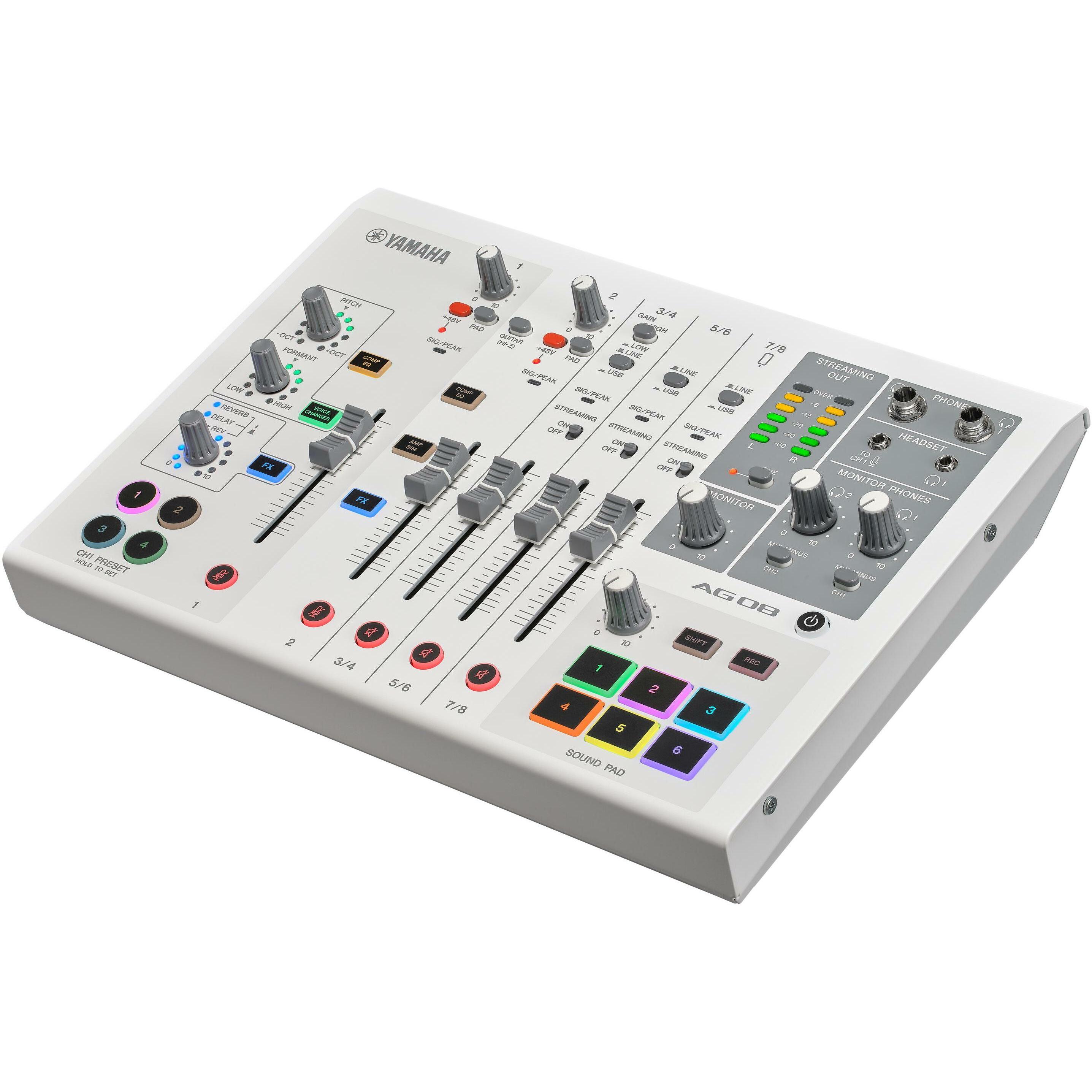 Yamaha AG08 Stazione streaming bianca (Mixer da studio e live), Mixer audio, Bianco