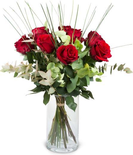 Fleurop 9 Red Roses with greenery (Cut flowers)