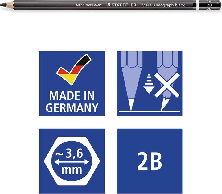 Produktbild Staedtler Mars Lumograph black 100B Zeichenbleistift, Einzelprodukt, 2B (2B, 1 x)