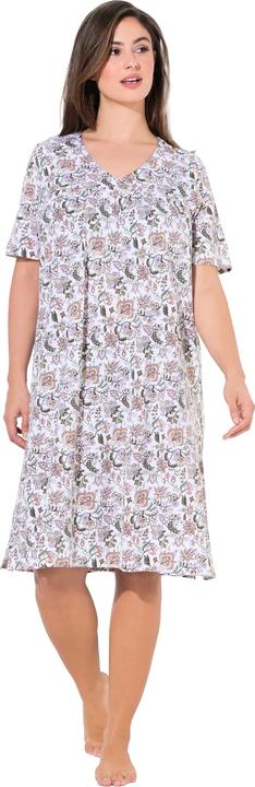 Image du produit Ulla Popken Chemises de nuit à fleurs, lot de 2, décolleté en V et manches courtes (42, 44)