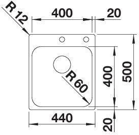 Actual product image Blanco Supra 400-IF/A R12 (Fitted sink, 44 cm, 50 cm)