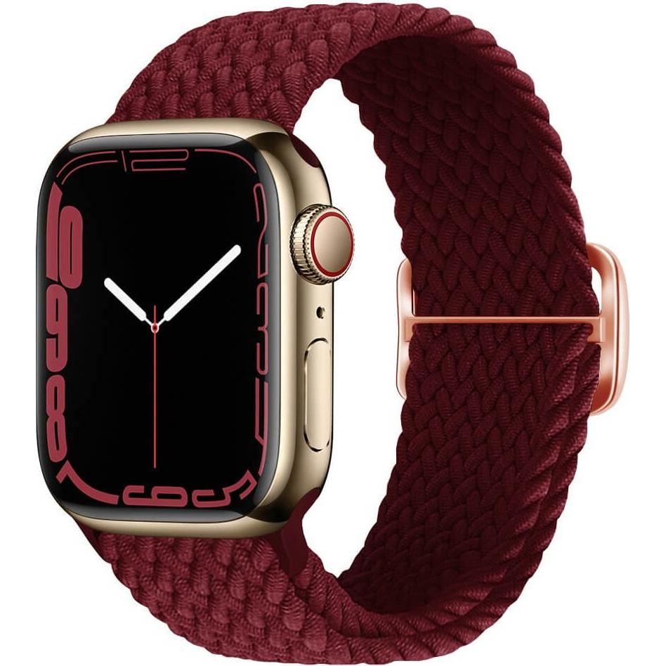 Cover-Discount Apple Watch 44/45/46/49mm - Nylon Stoff Ersatzarmband geflochten (Nylon), Uhrenarmband, Rot