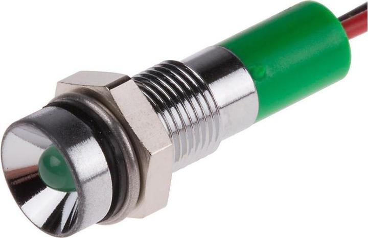 Produktbild RS PRO 6mm vertieft verchro LED Dräht grü 24VDC