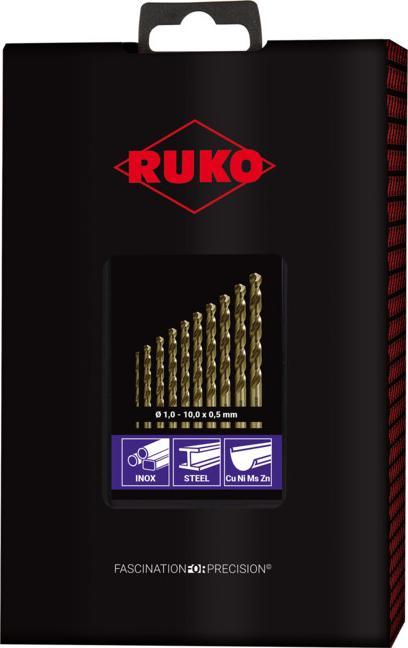 Produktbild Ruko Metall Spiralbohrer Set HSSE Co 5 19teilig DIN 338 Zylinderschaft 1 (1 mm - 10 mm x 0,5)