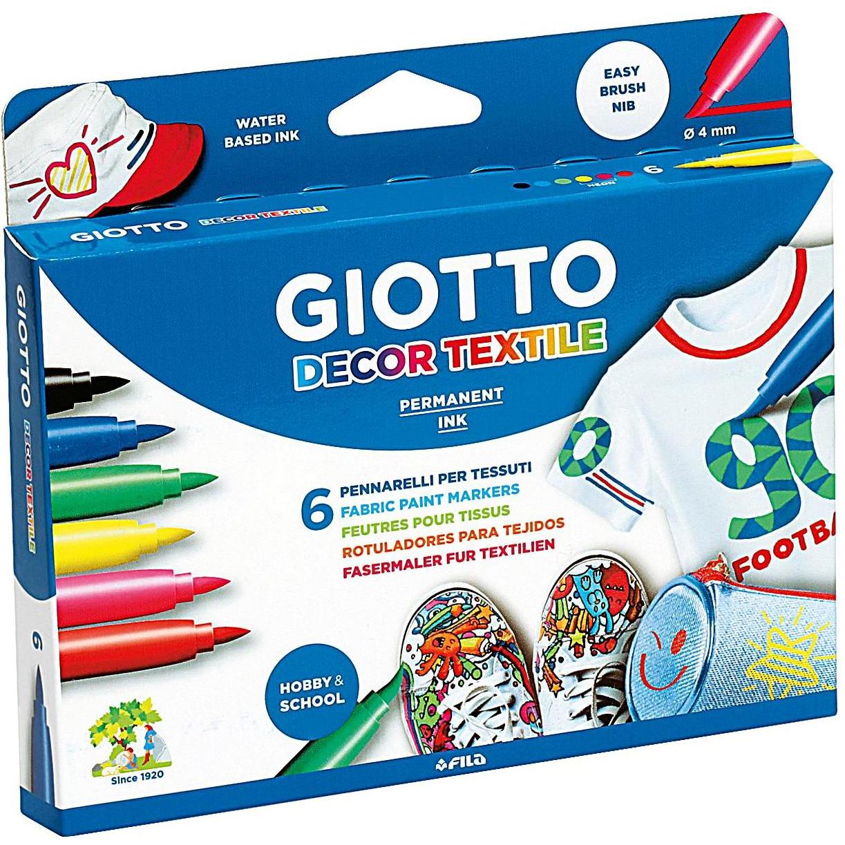 6x Giotto, Marker, Fasermaler 'Decor Textile' (125 mm, 6 x)