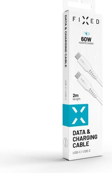 Productafbeelding Fixed Vloeibare Siliconen Kabel USB-C/USB-C, 2m, 60W, wit (2 m, 60 W)