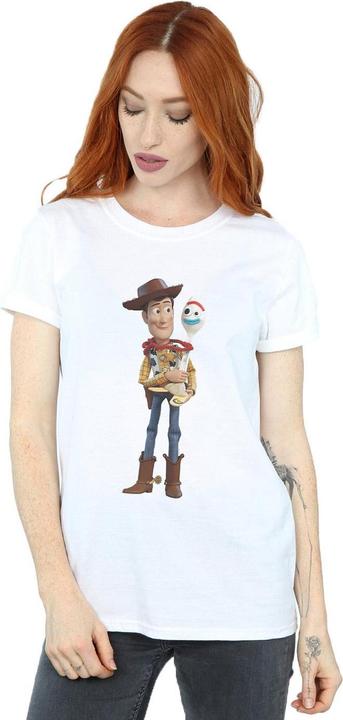 Actual product image Disney Womens/Ladies Toy Story 4 Woody And Forky Cotton Boyfriend T-Shirt (4XL)