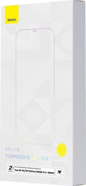 Actual product image Baseus All-glass Crystal Tempered Glass EasyStick Film iP14 (Pack of 2) (2 pcs., Apple iPhone 14)