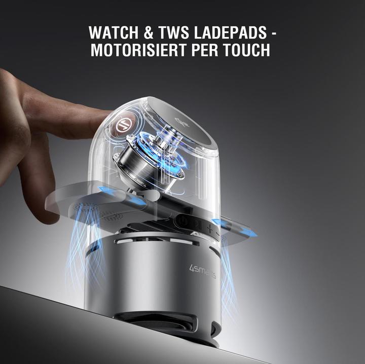 Actual product image 4smarts Wireless Charger 3-in-1 ChargeBot Sound Spacegrau (15 W)