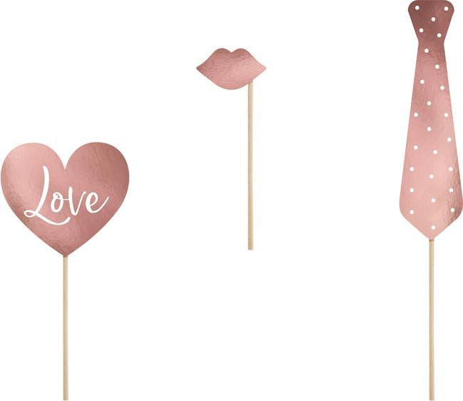 Immagine prodotto Partydeco Accessorio del partito Photo Booth Wedding Set 12 pezzi, oro rosa (12 Pezzo/i)