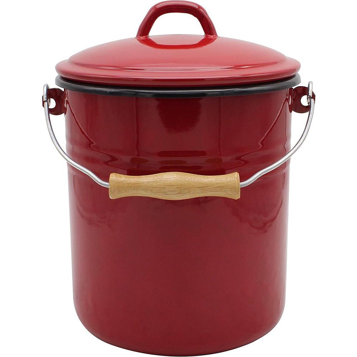 Krüger Mülleimer m.D. Emaille 3l rot, Abfalleimer, Rot