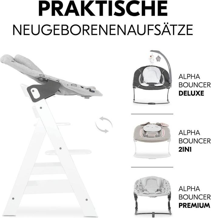 Produktbild Hauck Hochstühle Hochstuhl Alpha Plus White - im Sparset inkl. (Treppenhochstuhl)