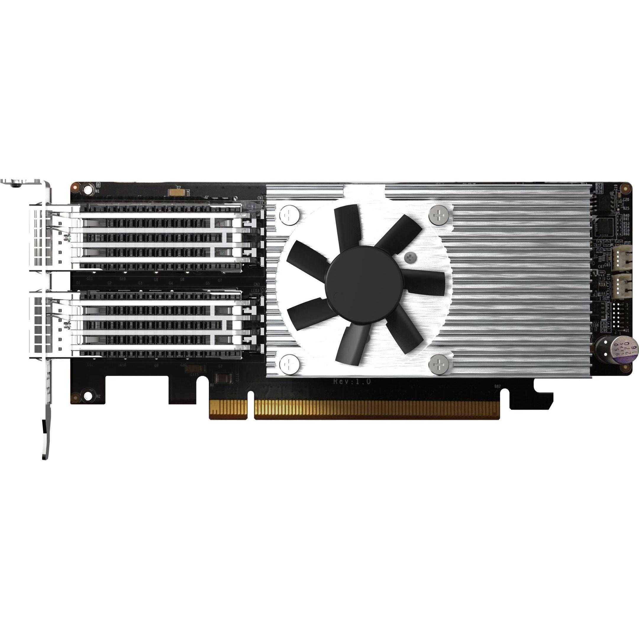 QNAP Dual-port QSFP28, 100GbE, network expansion card, low-profile form factor, PCIe Gen4 x16, NAS Z