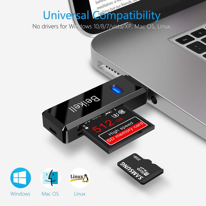 Immagine prodotto Beikell Lettore di schede 2-in-1 MiniPro (USB 3.0)