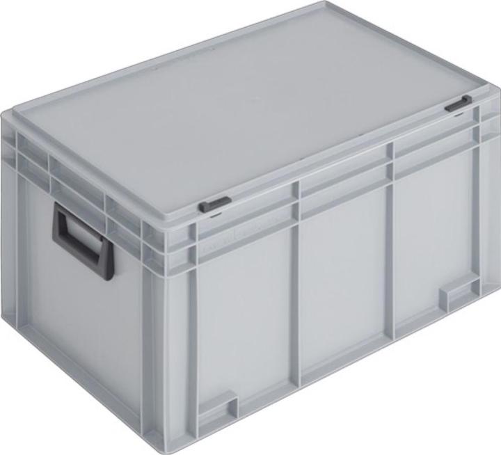 Actual product image Lockweiler Plastic case L600xW400xH353 mm PP 2 handles sliding closure grey 70 l (40 cm, 70 l)