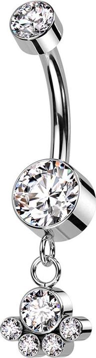 Actual product image Star Piercing Banana internal thread silver two cylinders crystal silver pendant five crystals silver (Titanium, without brass)