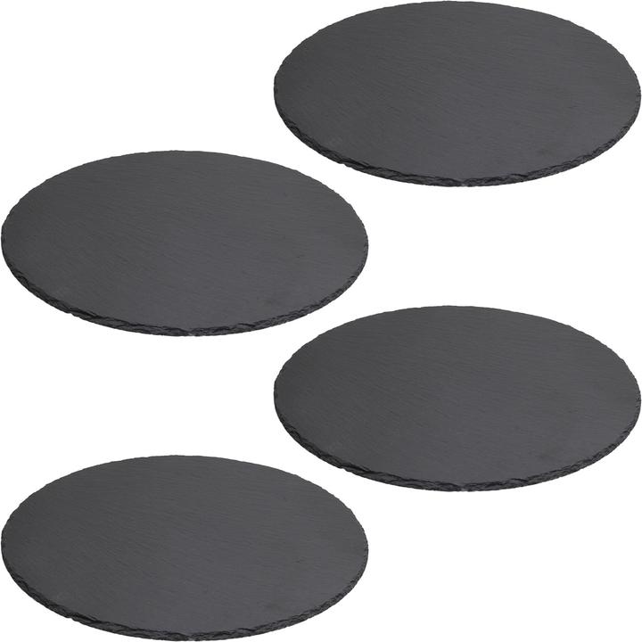 Excellent Houseware 4er-Set Serviertablett, Schieferplatte, Ø 28 cm