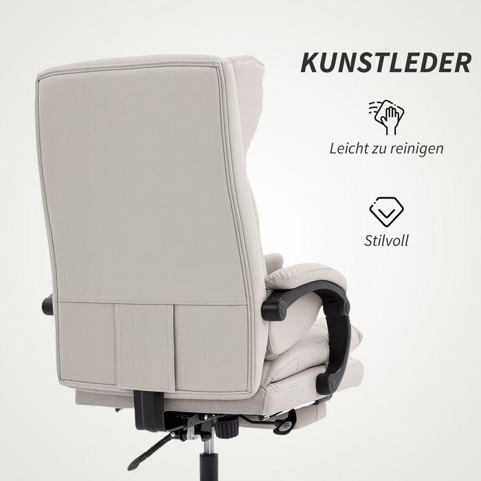 Produktbild Swisshandel24 Bürostuhl, Lendenwirbelstütze, Armlehne, Fussstütze, Kunstleder, Hellgrau (46 - 62 cm)