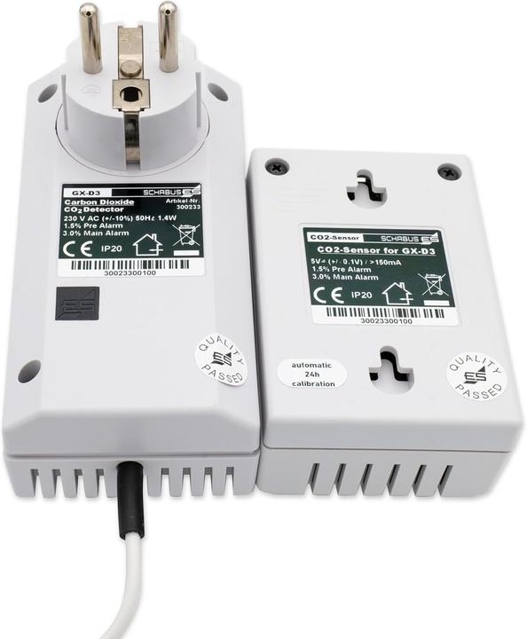 Actual product image Schabus GX-D3 gas detector with external sensor mains-powered detects carbon dioxide