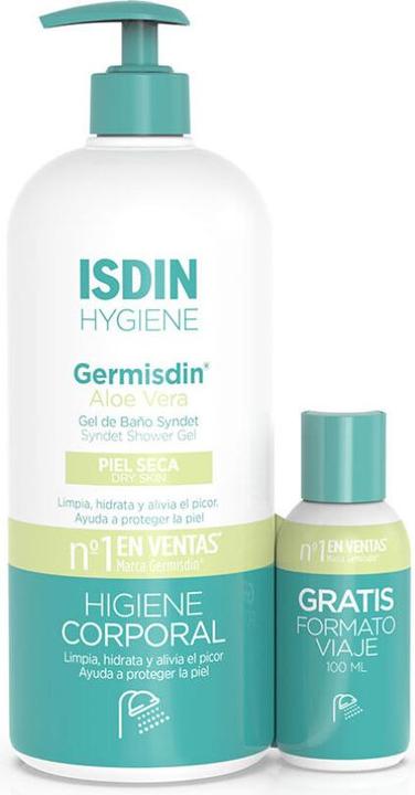 Actual product image Isdin Germisdin Aloe Vera Shower Gel Without Soap 1000ml Set 2 items (1000 ml)