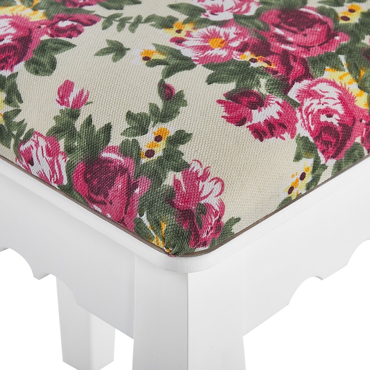 Produktbild Beliani Schminktisch mit ovalem Spiegel Hocker 1 Schublade weiss SOLEIL (39 x 30 x 47 cm)
