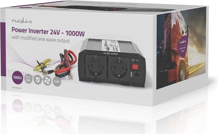 Immagine prodotto Nedis Inverter di potenza a onde sinusoidali modificate - Tensione di ingresso: 24 V DC - Connessione di